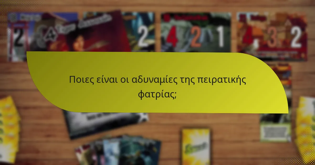 Ποιες είναι οι αδυναμίες της πειρατικής φατρίας;