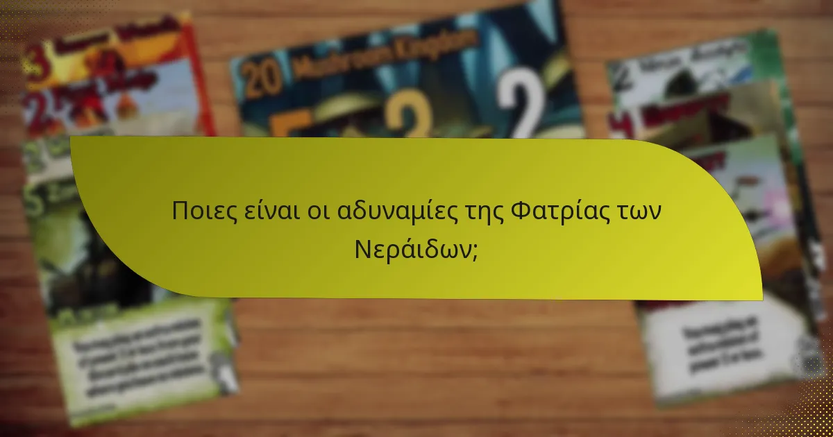 Ποιες είναι οι αδυναμίες της Φατρίας των Νεράιδων;