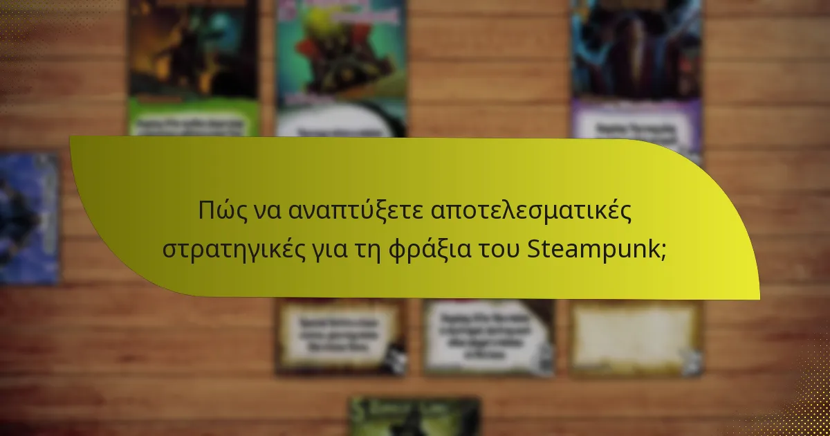 Πώς να αναπτύξετε αποτελεσματικές στρατηγικές για τη φράξια του Steampunk;